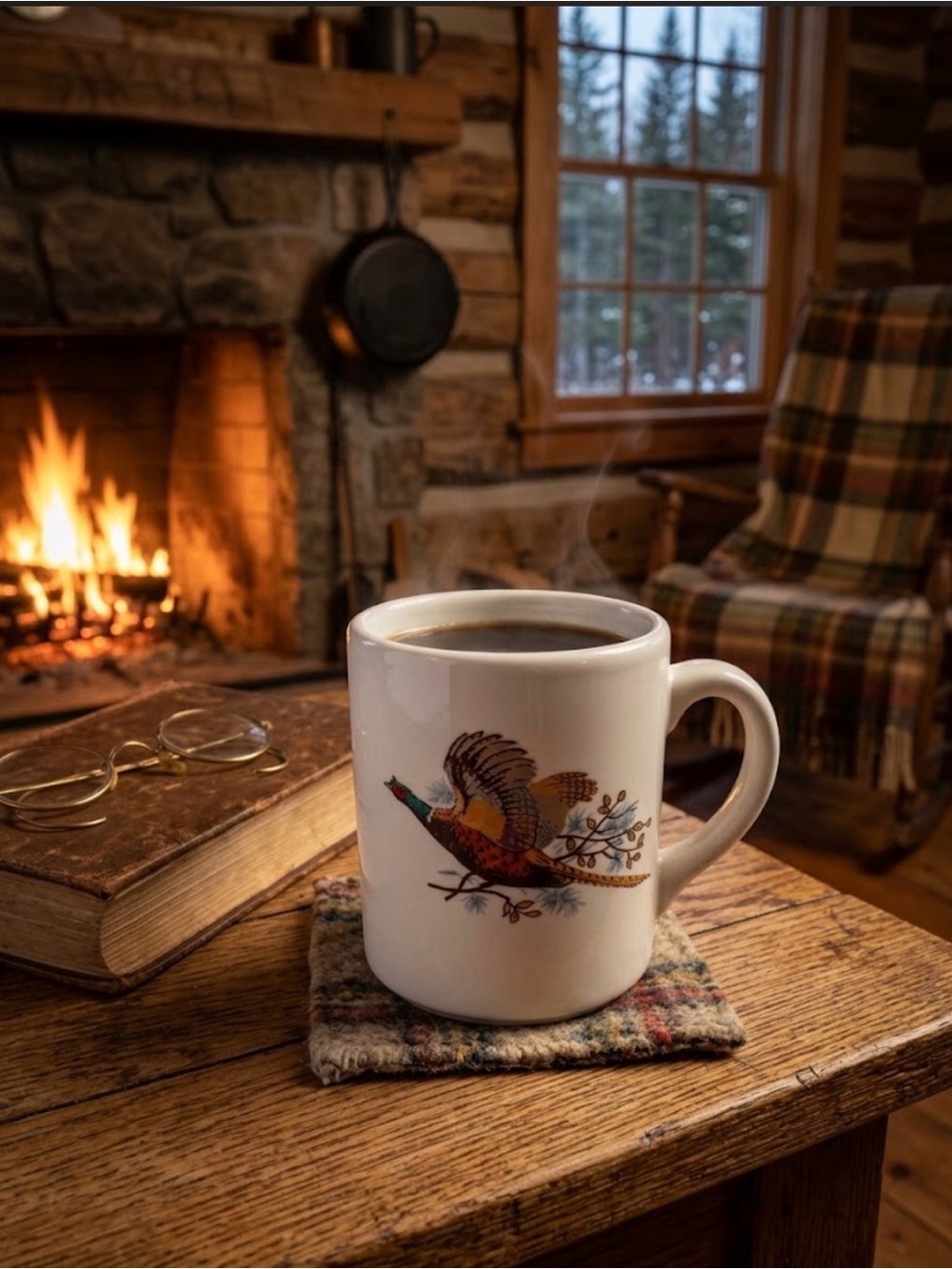 Vintage Stoneware Mug Pheasant Ringneck Grouse Game Hunt Hunting